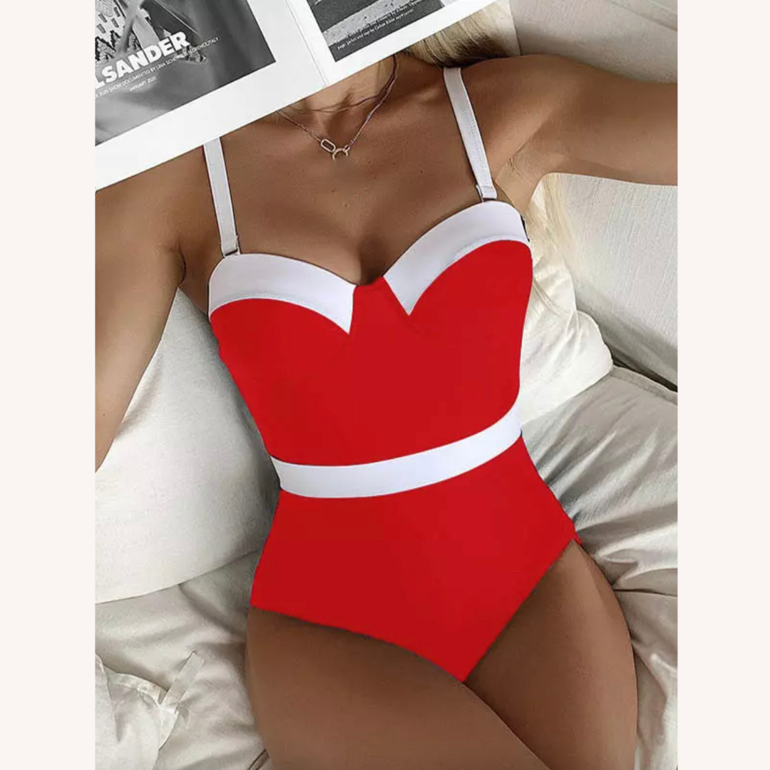 Maillot de bain une pièce pour femme, dos nu avec encolure en cœur et détail ceinture – Élégant et confortable