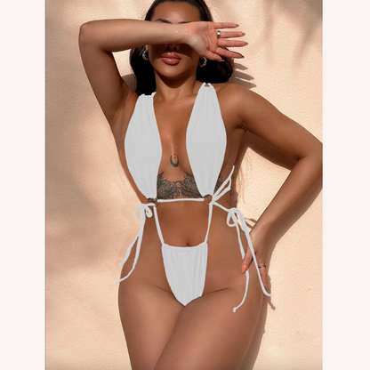 Maillot de bain une pièce pour femme avec anneau – Style bohème avec découpe et dos croisé, confort optimal pour la plage et la piscine