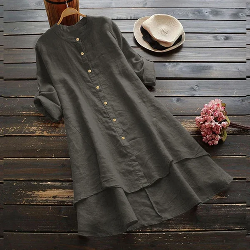 Robe longue d'été pour femmes en coton et lin grande taille – Élégance décontractée pour les journées chaudes