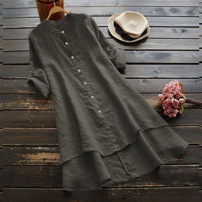 Robe longue d'été pour femmes en coton et lin grande taille – Élégance décontractée pour les journées chaudes