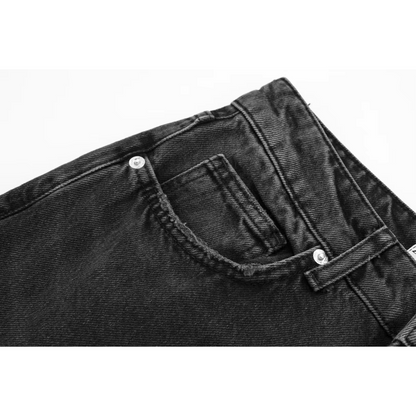 Jean en denim extensible noir pour femme, taille haute