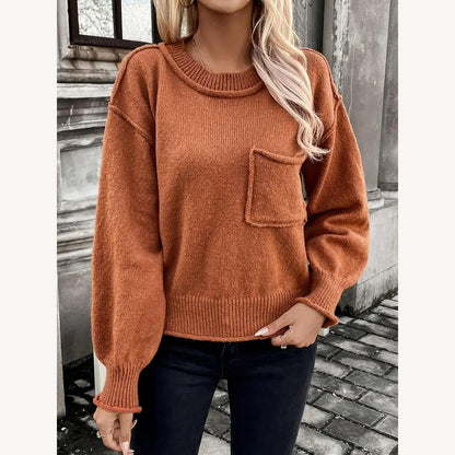 Pull en maille douce surdimensionné avec poche avant – Confortable et élégant pour l'automne et l'hiver