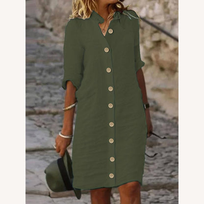 Robe mi-longue élégante boutonnée pour femmes en tissu léger – Style décontracté et confort optimal