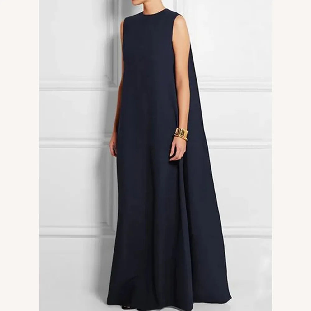 Robe longue ample pour femme sans manches, dos en V, élégante et confortable – Parfaite pour l'été et les soirées