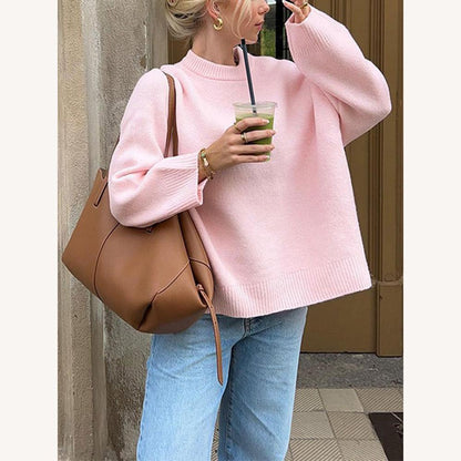 Pull tricoté doux pour femme, grande taille – Confort élégant, coupe ample, idéal pour superpositions décontractées