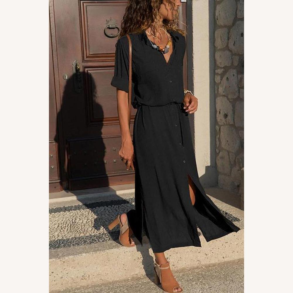 Robe longue pour femme à manches longues – Élégante et confortable pour l'automne, disponible du S au XL