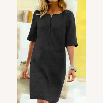 Robe droite pour femme à manches courtes en polyester – Élégante et confortable pour les journées chaudes