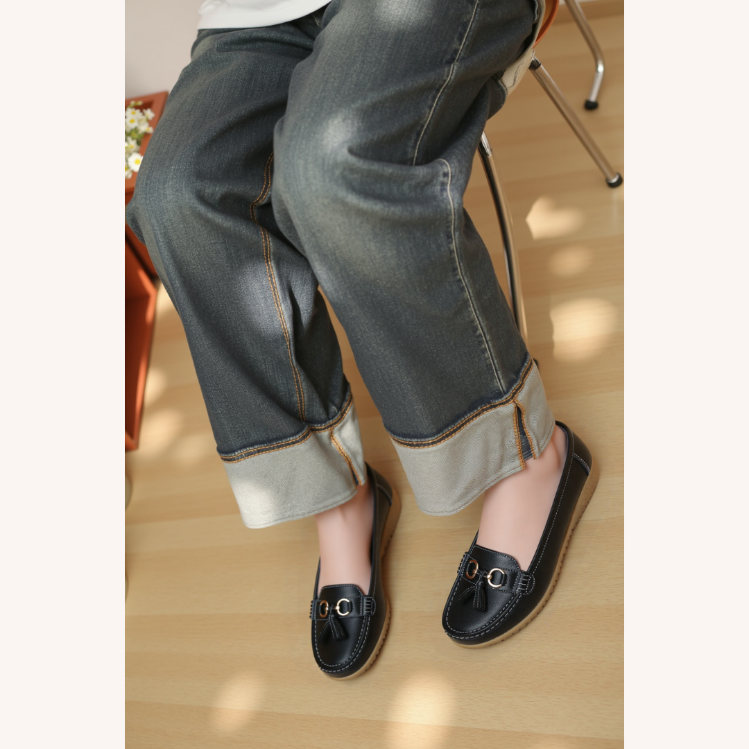 Men's Black Moccasins Size 42 Soft Comfortable Leather