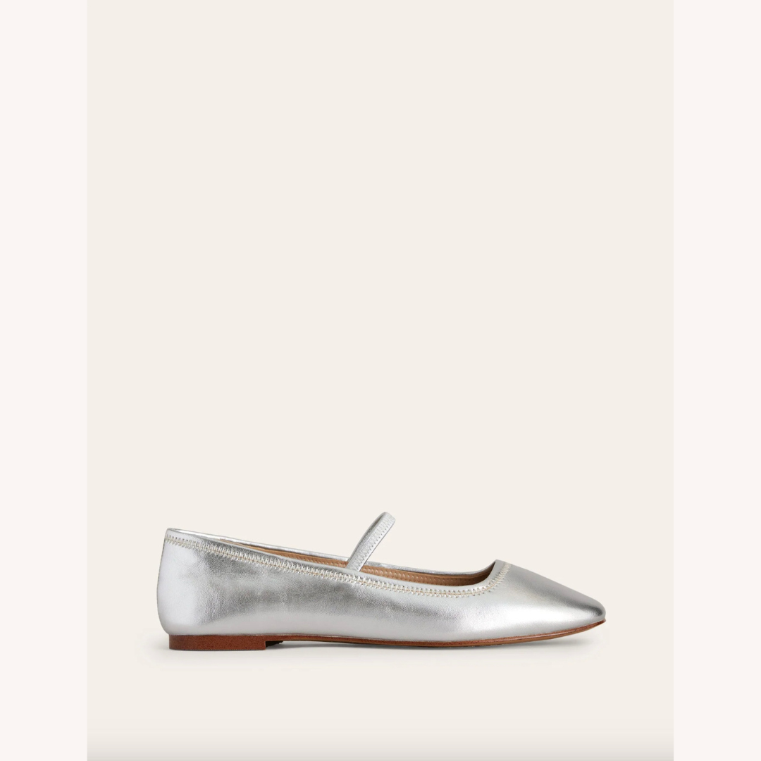 Women's Metallic Ballet Flats Size 38 Synthetic Leather Comfortable
