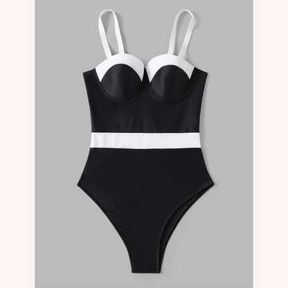 Maillot de bain une pièce pour femme, dos nu avec encolure en cœur et détail ceinture – Élégant et confortable