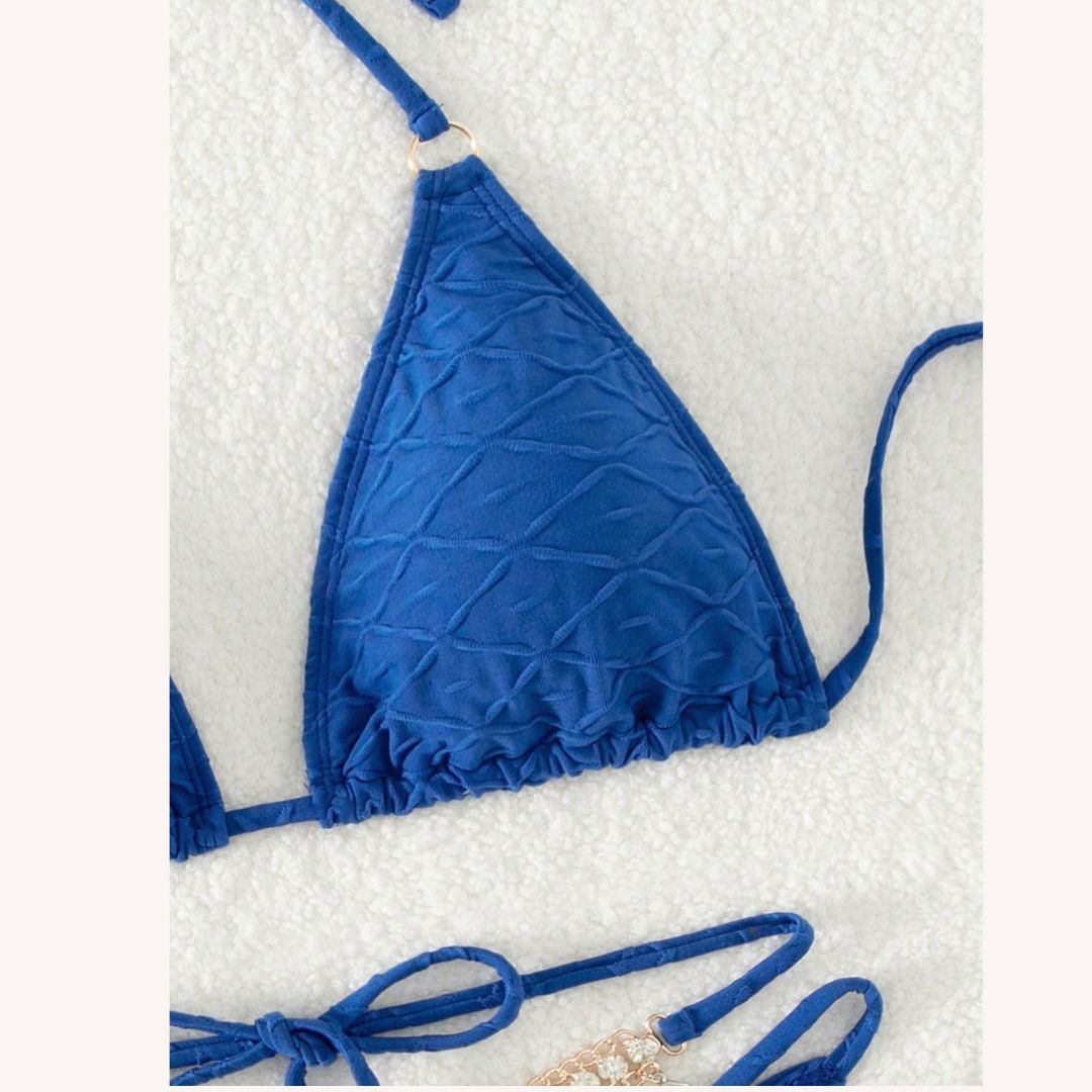 Bikini à chaîne en diamant pour femmes avec détails en strass – Maillot de bain d'été bohème chic