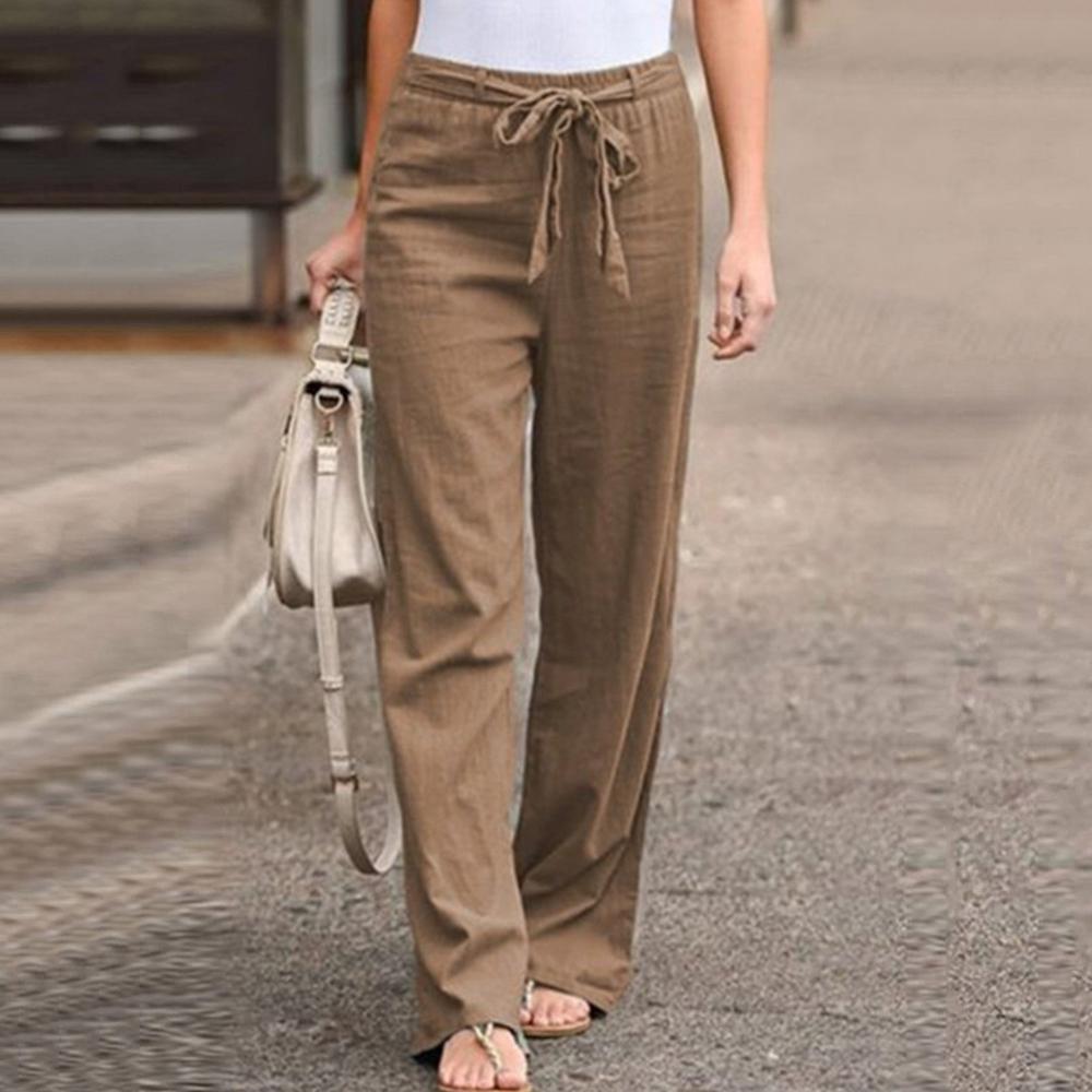Pantalon fluide en lin pour femmes - Élégance classique et confort optimal pour les journées chaudes