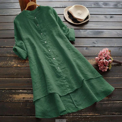 Robe longue d'été pour femmes en coton et lin grande taille – Élégance décontractée pour les journées chaudes