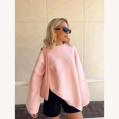 Pull tricoté doux pour femme, grande taille – Confort élégant, coupe ample, idéal pour superpositions décontractées