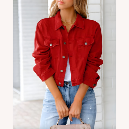 Women's Pink Denim Jacket Size M 100% Cotton