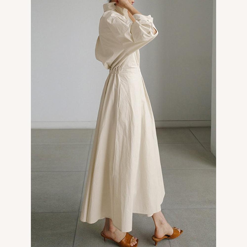 Robe d'été longue noire élégante pour femmes avec poches et manches longues – Tissu léger et confortable