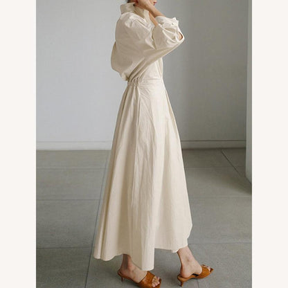 Robe d'été longue noire élégante pour femmes avec poches et manches longues – Tissu léger et confortable