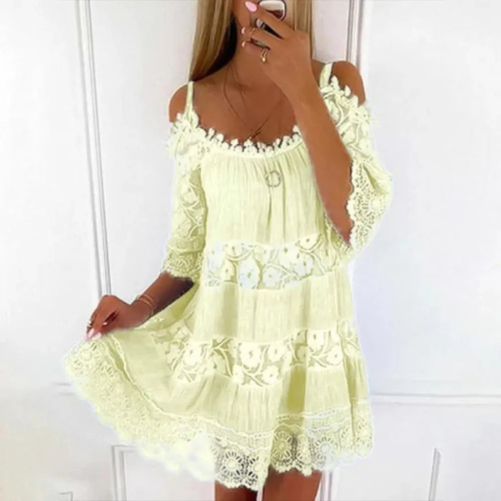 Robe longue d'été pour femme avec encolure ronde et motifs floraux - Élégante et confortable pour les journées chaudes