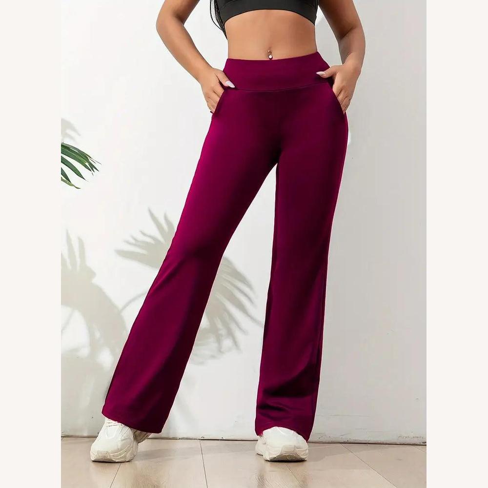 Pantalon de yoga pour femme à taille haute et taille élastique en tissu respirant – Confort optimal pour le sport et la détente