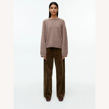 Pull ample pour femme en mélange de laine – Confort et élégance, col rond, doux et chic, disponible du S au L