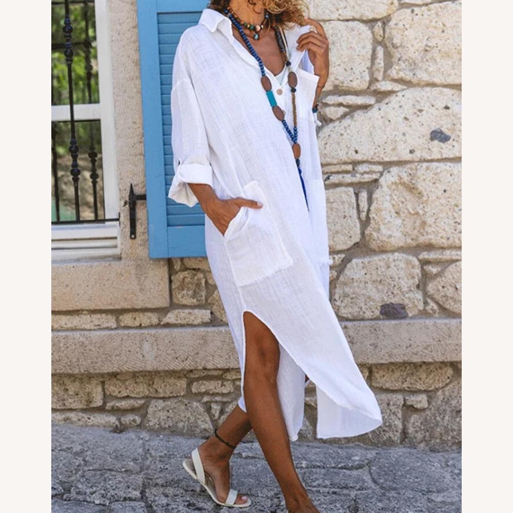 Robe-chemise décontractée pour femme en tissu doux avec poches - Coupe structurée et élégante