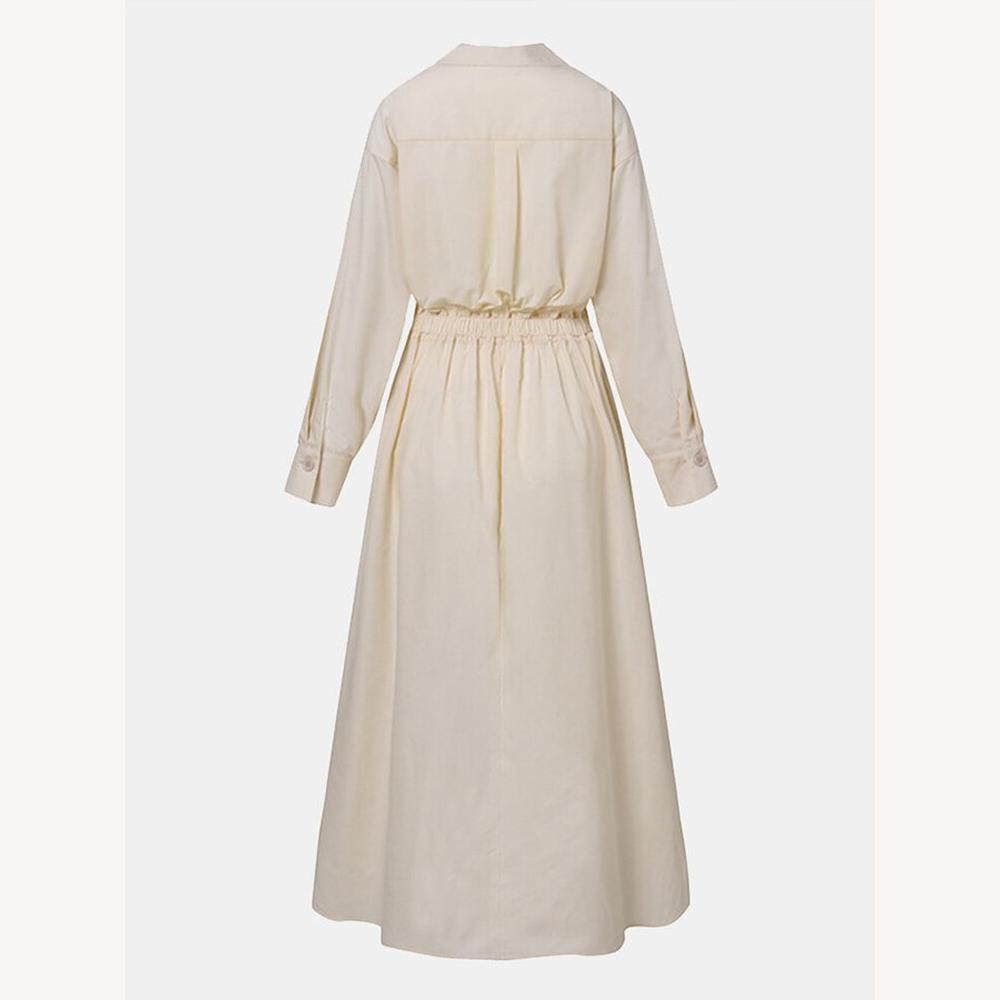 Robe d'été longue noire élégante pour femmes avec poches et manches longues – Tissu léger et confortable