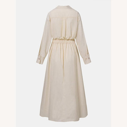 Robe d'été longue noire élégante pour femmes avec poches et manches longues – Tissu léger et confortable