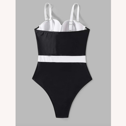 Maillot de bain une pièce pour femme, dos nu avec encolure en cœur et détail ceinture – Élégant et confortable