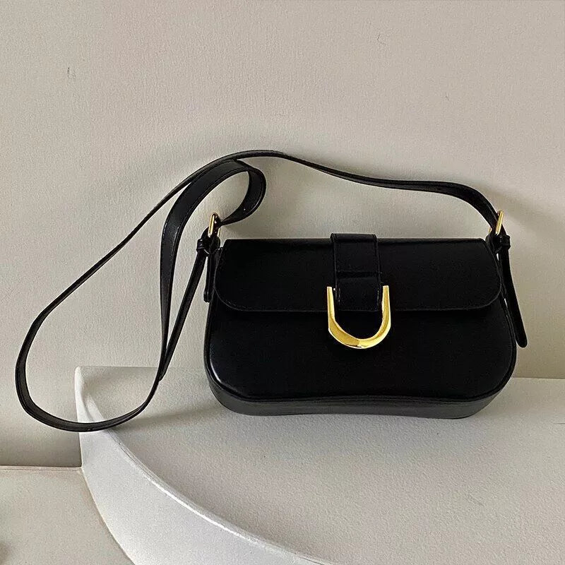 Patent Leather Shoulder Bag for Women – Chic and Elegant Bag with Buckle and Shiny Finish