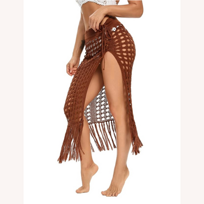 Housse en crochet bohème avec pompons – Style élégant et polyvalent pour femmes, tailles S, M, L