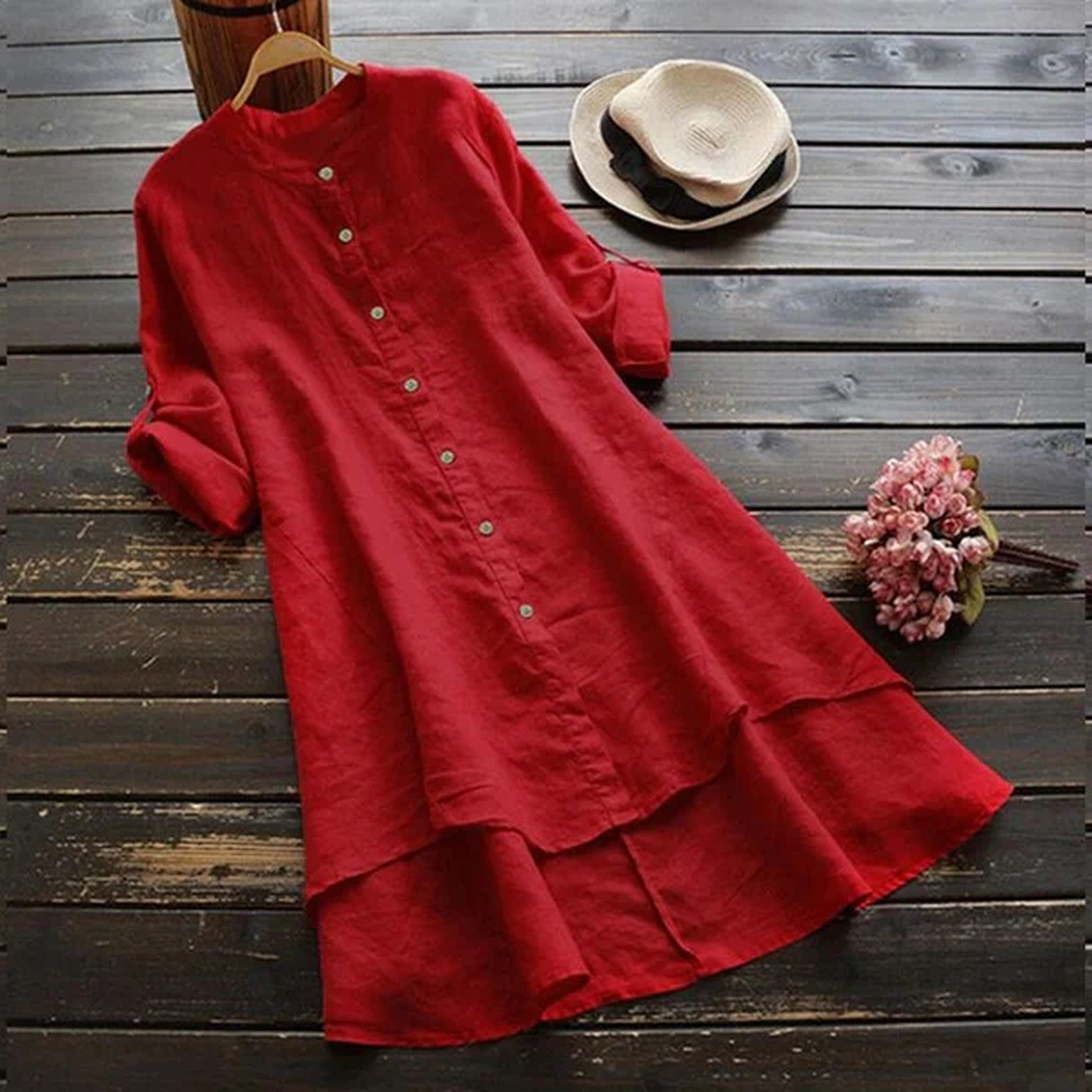 Robe longue d'été pour femmes en coton et lin grande taille – Élégance décontractée pour les journées chaudes