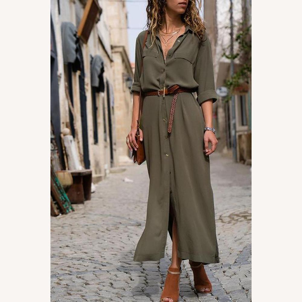 Robe longue pour femme à manches longues – Élégante et confortable pour l'automne, disponible du S au XL