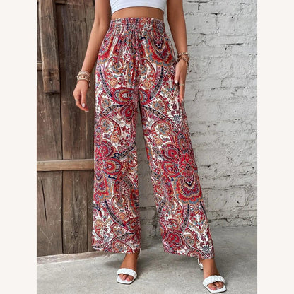 Pantalon taille haute pour femme avec motif artistique – Élégance et confort – Plusieurs couleurs disponibles