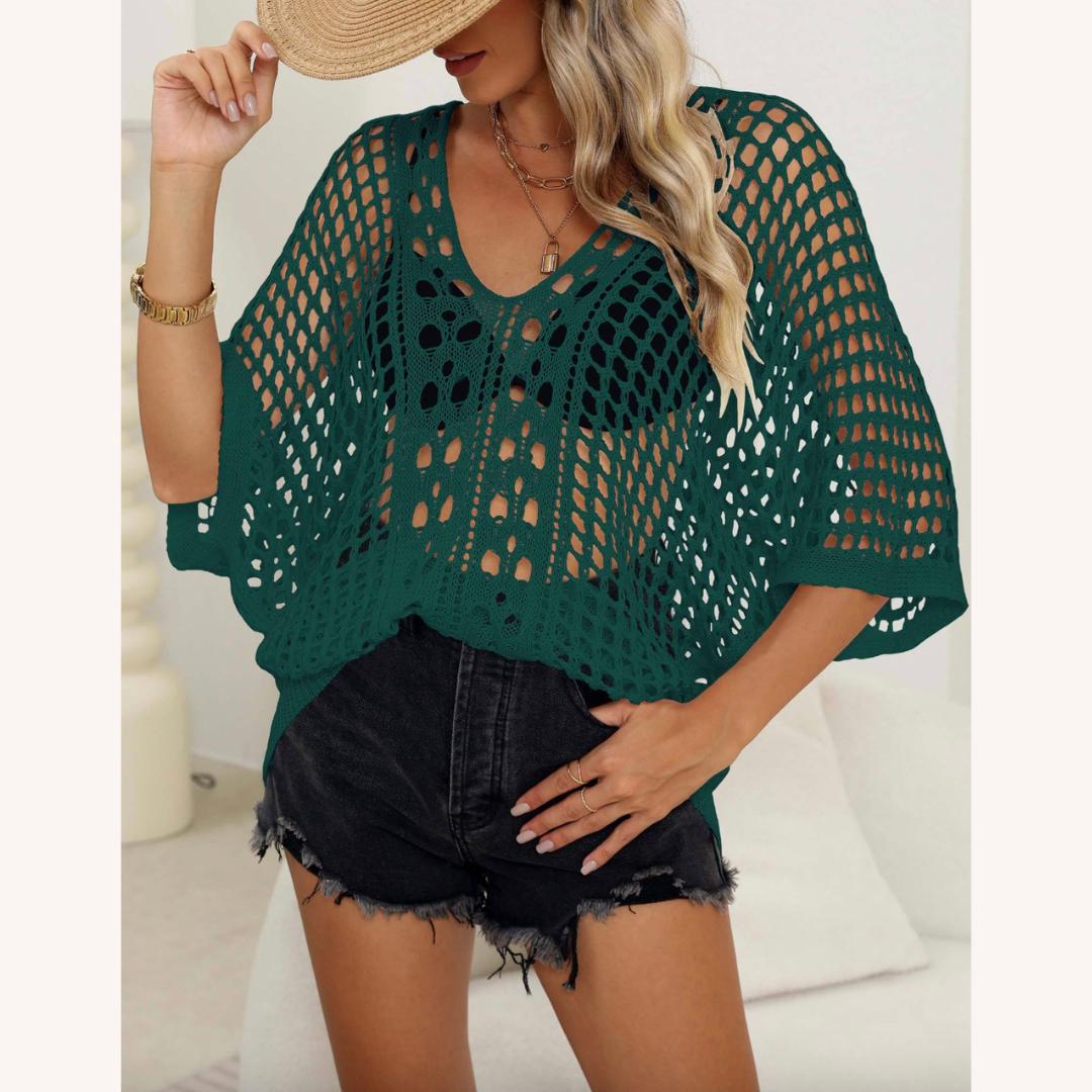 Women's Boho Lace Lightweight Blouse – Elegant Chic Blouse with 3/4 Sleeves for Summer