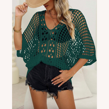 Women's Boho Lace Lightweight Blouse – Elegant Chic Blouse with 3/4 Sleeves for Summer
