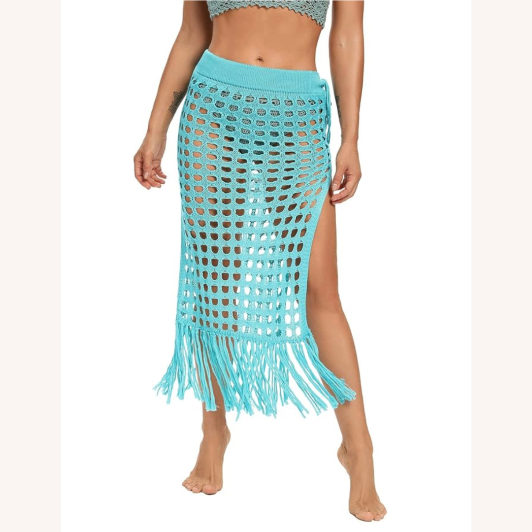Housse en crochet bohème avec pompons – Style élégant et polyvalent pour femmes, tailles S, M, L