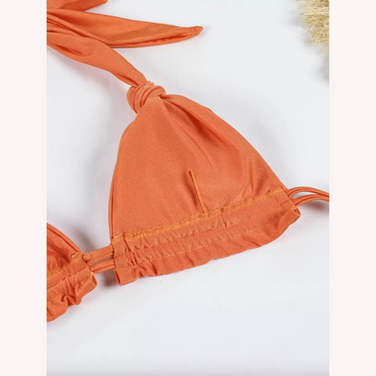 Bikini à nouer en dentelle uni pour femme – Maillot de bain élégant et confortable pour la plage