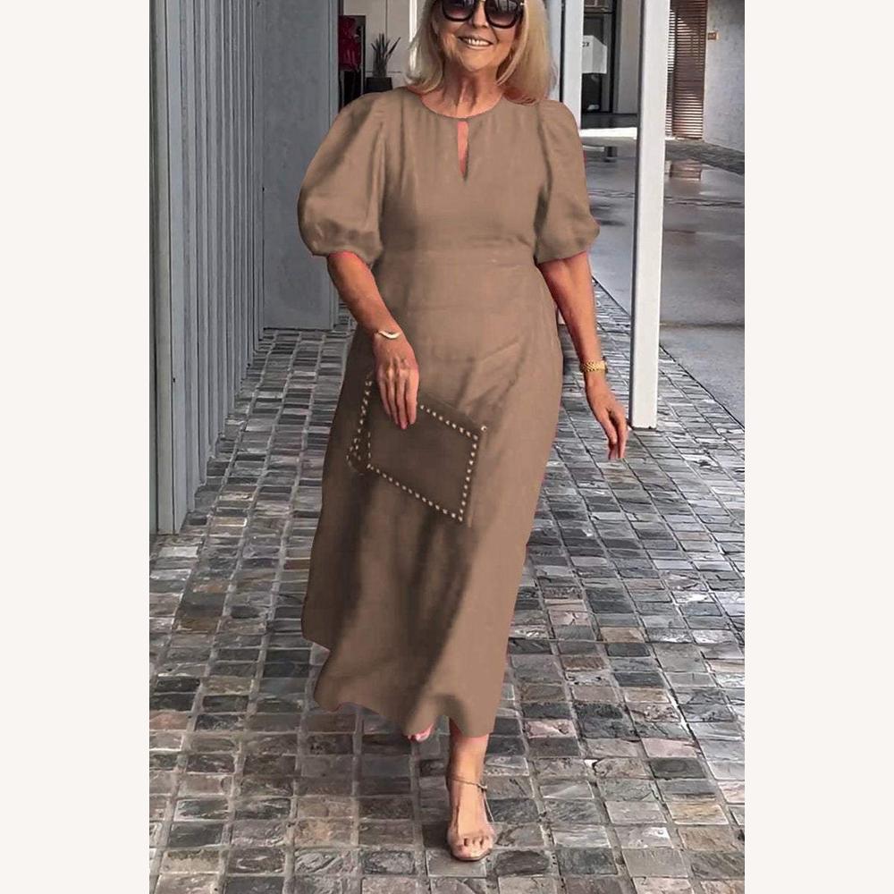 Variant image for Robe Longue Femme en Coton et Lin – Élégante et Confortable pour l'Été, Coupe Fluide, Idéale pour Toutes Occasions-49