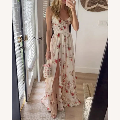 Robe de soirée élégante sans manches à imprimé pour femmes – Coupe flatteuse, confort optimal, idéale pour les événements formels