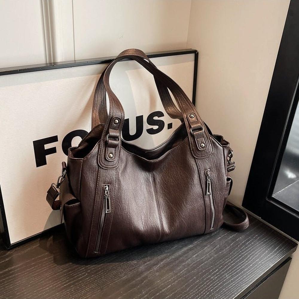 Elegant Leather Tote Bag for Women – Large Storage Space, Ideal for Work and Outings