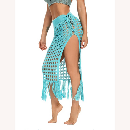 Housse en crochet bohème avec pompons – Style élégant et polyvalent pour femmes, tailles S, M, L