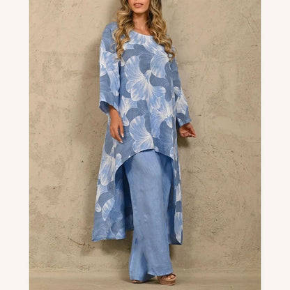 Variant image for Ensemble Femme en Lin Léger avec Tunique Asymétrique et Pantalon Large – Style Décontracté et Élégant-11