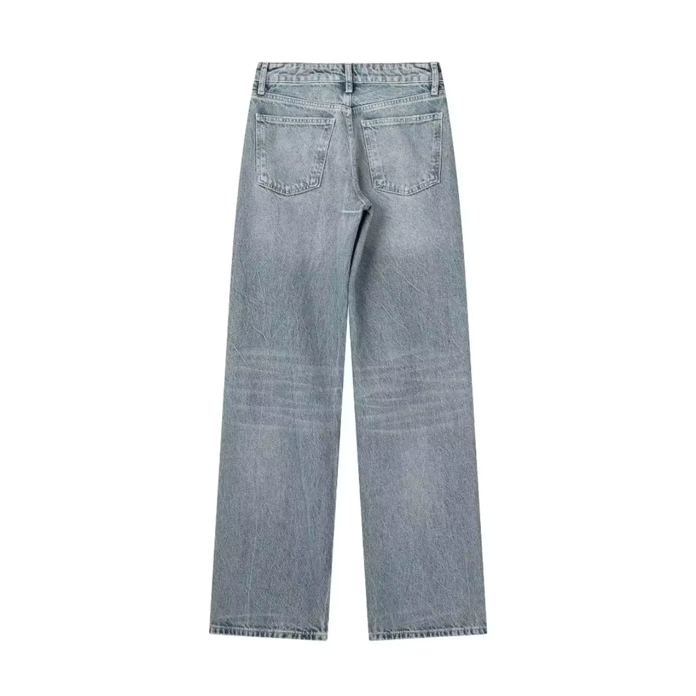 Jean pour femme taille haute bleu clair taille M denim extensible