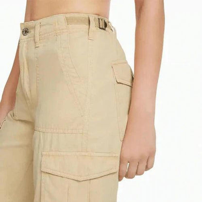 Pantalon cargo élégant pour femme avec poches pratiques et taille ajustable – Confort et style contemporain