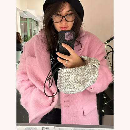 Veste blazer pour femme en polyester à fausse fourrure