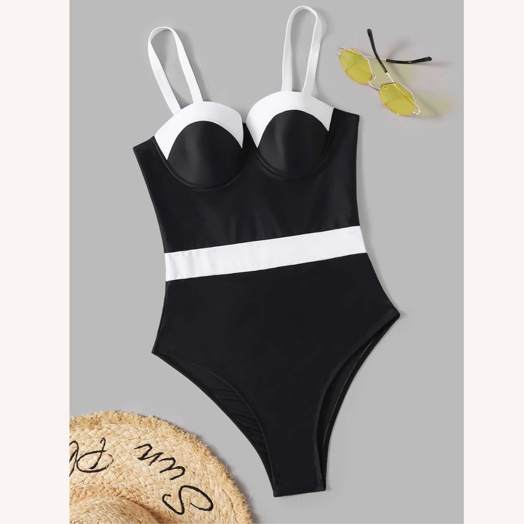 Maillot de bain une pièce pour femme, dos nu avec encolure en cœur et détail ceinture – Élégant et confortable