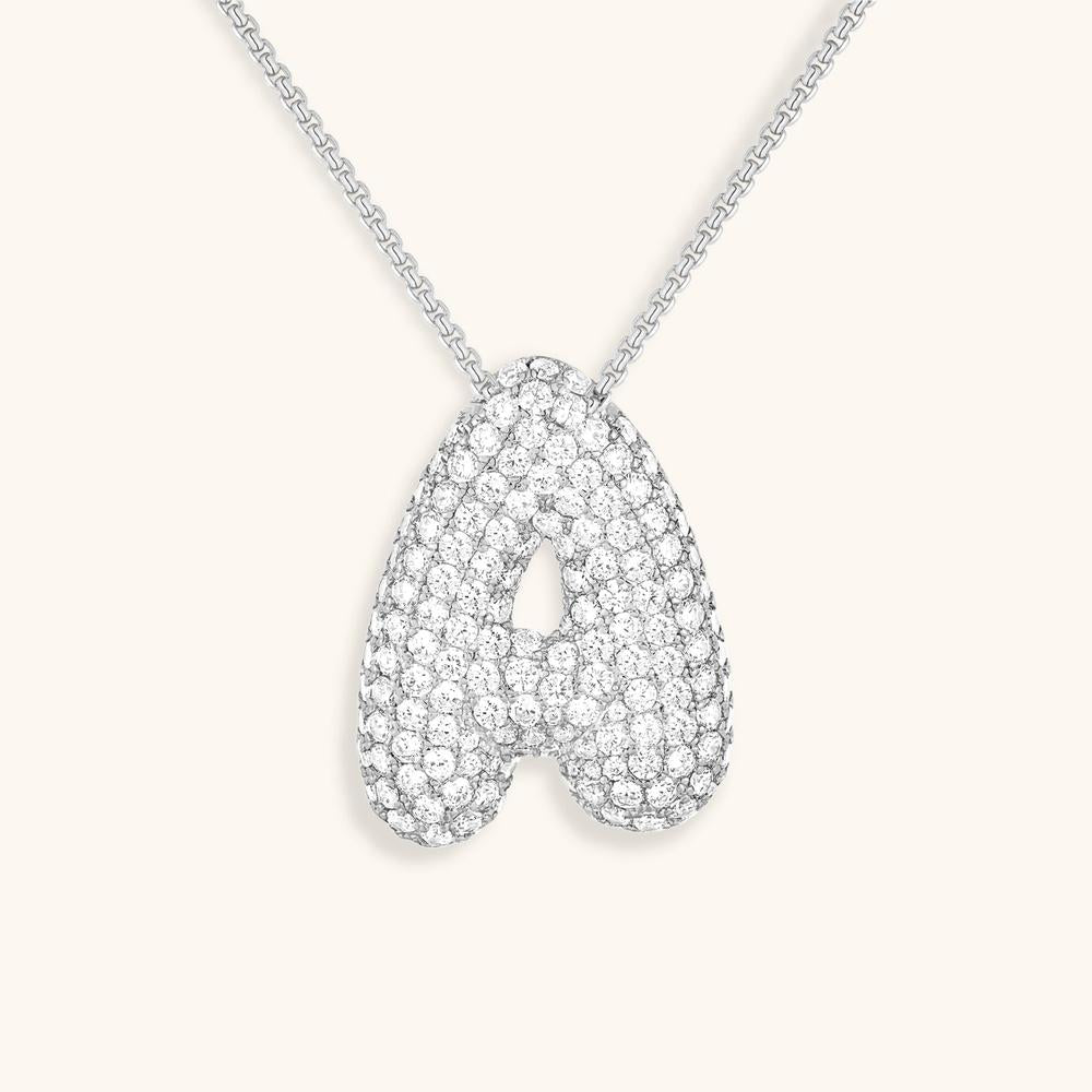 Variant image for Collier Femme Or 18 Carats avec Pendentif Initial et Diamant Simulant 18 pouces-27