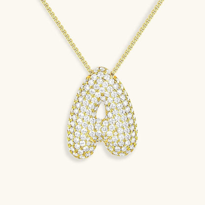 Collier pour femme en or 18 carats avec pendentif initial et diamant simulé, 18 pouces