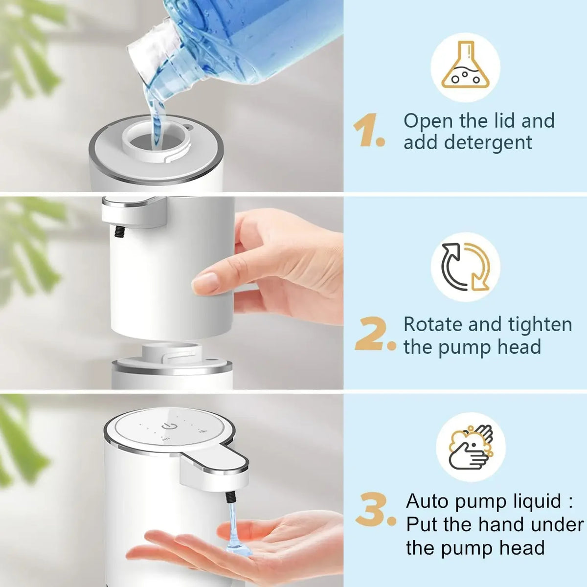 Aqua Touchless Dispenser | USB Rechargeable, Infrared Sensor