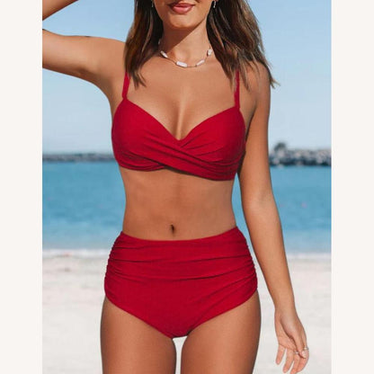 Bikini taille haute élégant pour femme en tissu résistant à l'eau – Maillot de bain chic pour la plage et la piscine